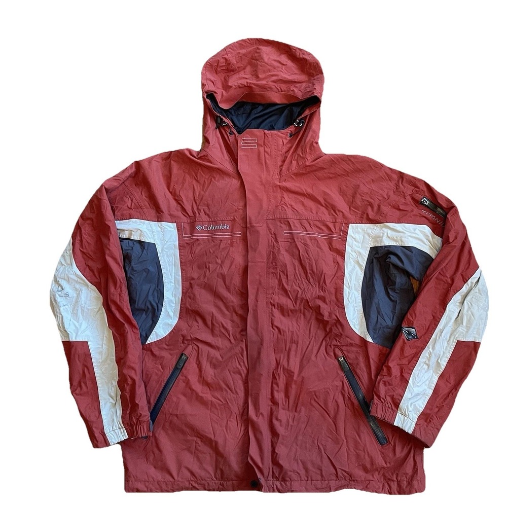 Columbia Mens Large Jacket Titanium Omni-Tech Interchange Hooded Waterproof GUC